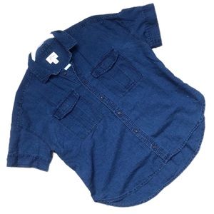 J CREW Dark Blue Denim Short Sleeve Button Down